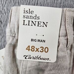 $89 NEW Caribbean‎ Roundtree Linen Pants Men 48 x 30 Coastal Comfort Beige